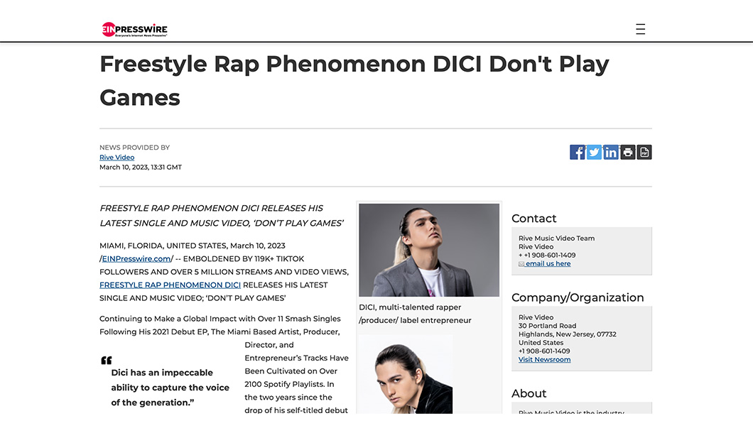 Freestyle Rap Phenomenon DICI Don't Play Games